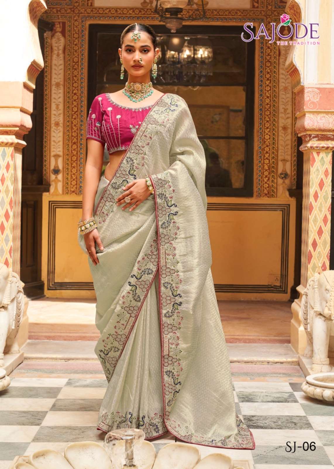 Sajode The Tradition 01 To 06 Tissue Silk Embroidery Premium Saree