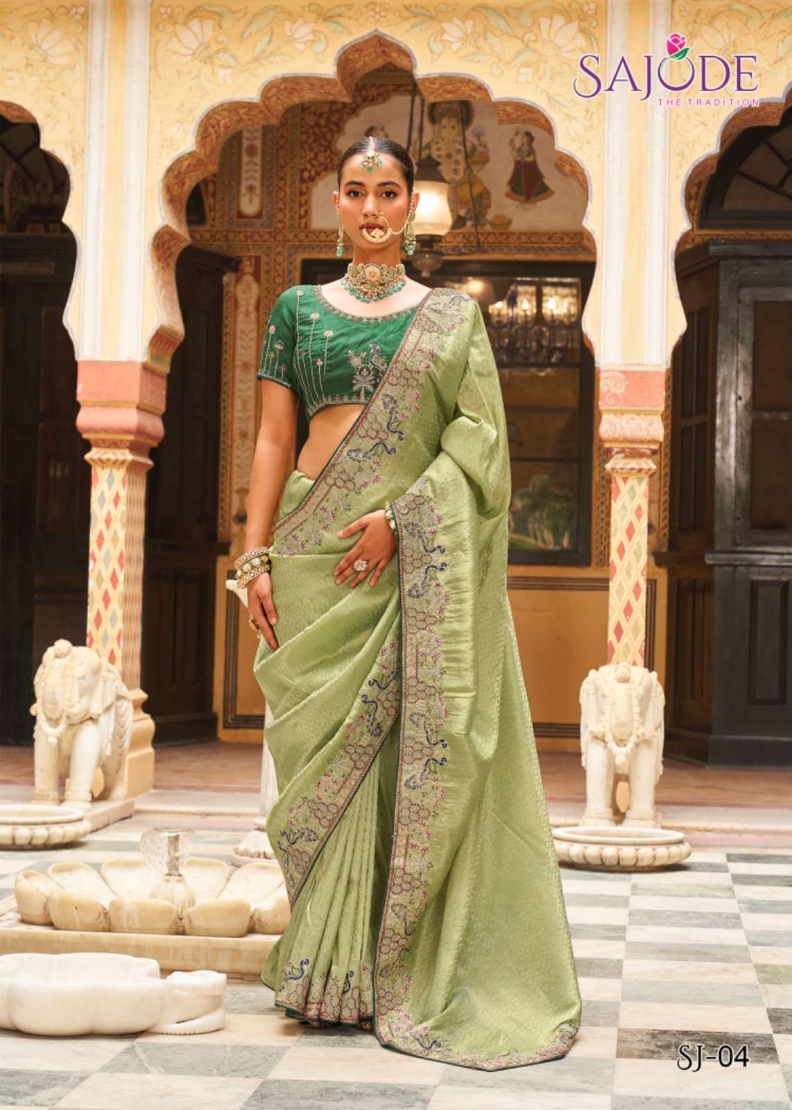 Sajode The Tradition 01 To 06 Tissue Silk Embroidery Premium Saree
