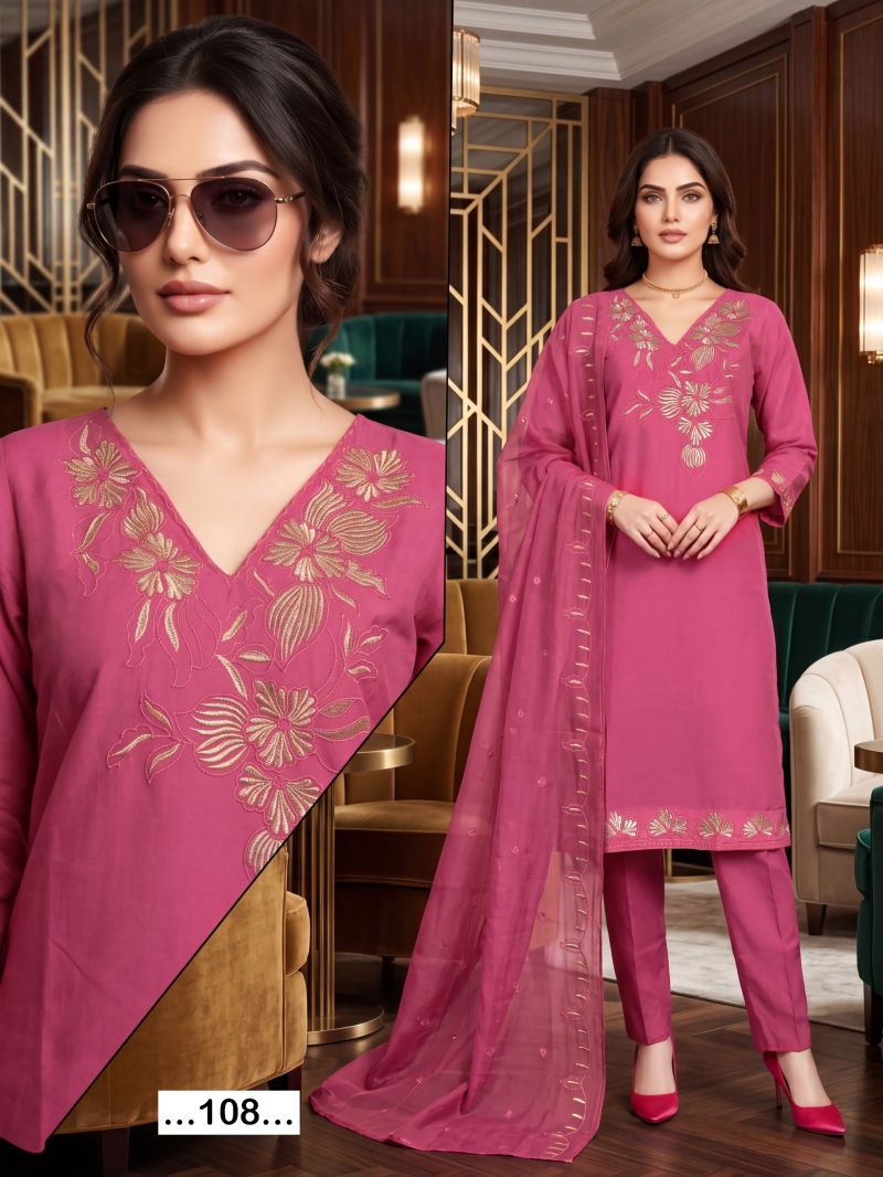 Saloni Vol 1 Roman Silk Sequence Worked Kurti Pant With Dupatta