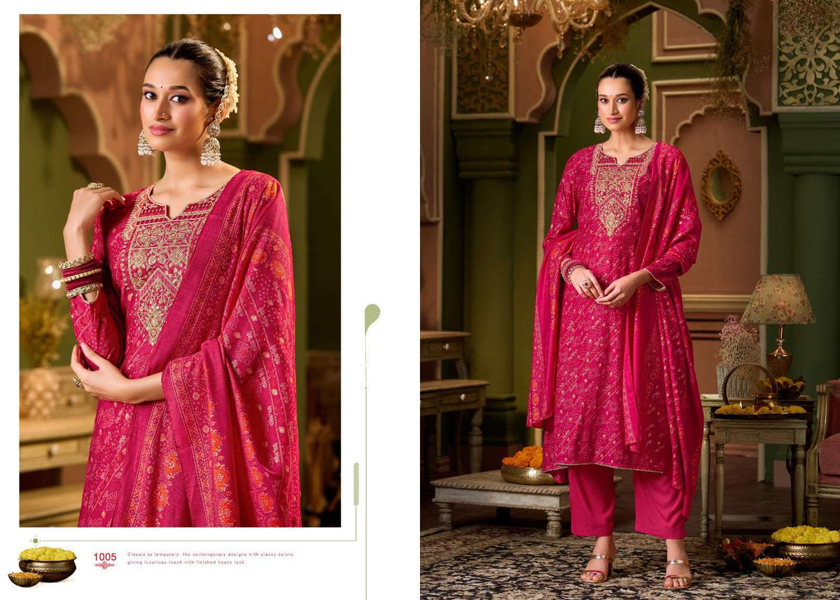 Salvi Fashion Sarah Festive Plus Modal Denting Slub Coding Suit Set