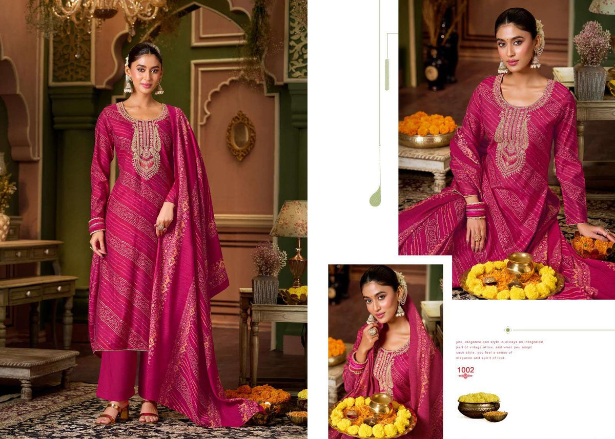 Salvi Fashion Sarah Festive Plus Modal Denting Slub Coding Suit Set