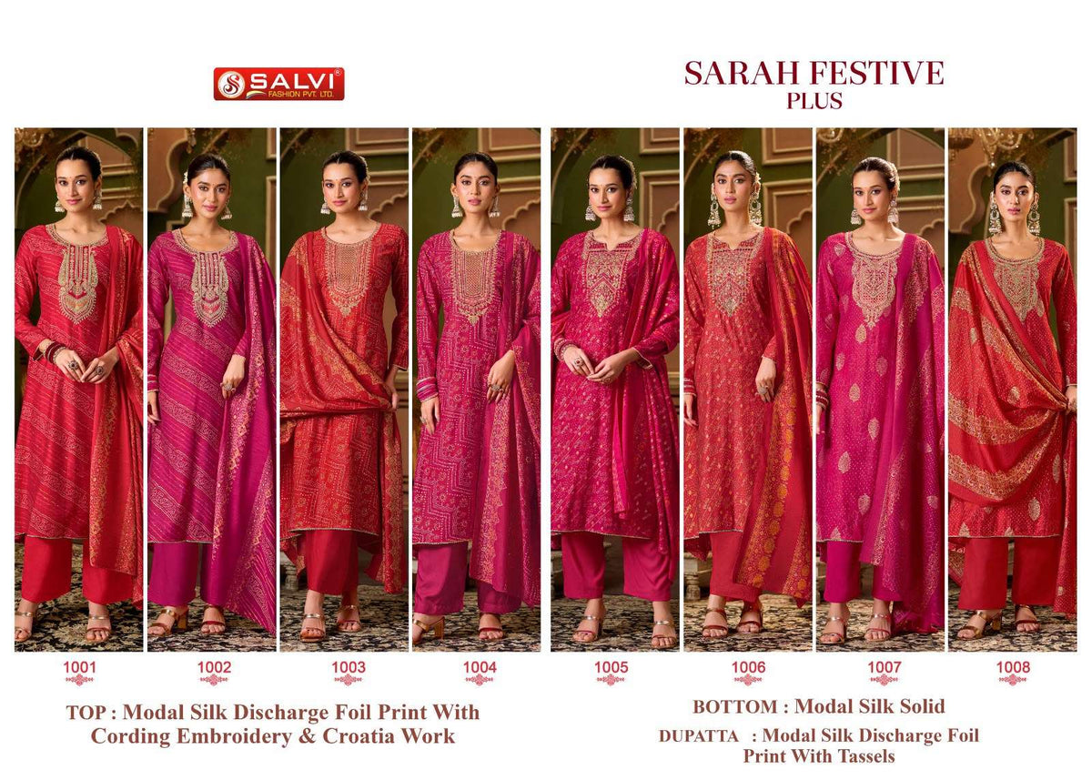 Salvi Fashion Sarah Festive Plus Modal Denting Slub Coding Suit Set
