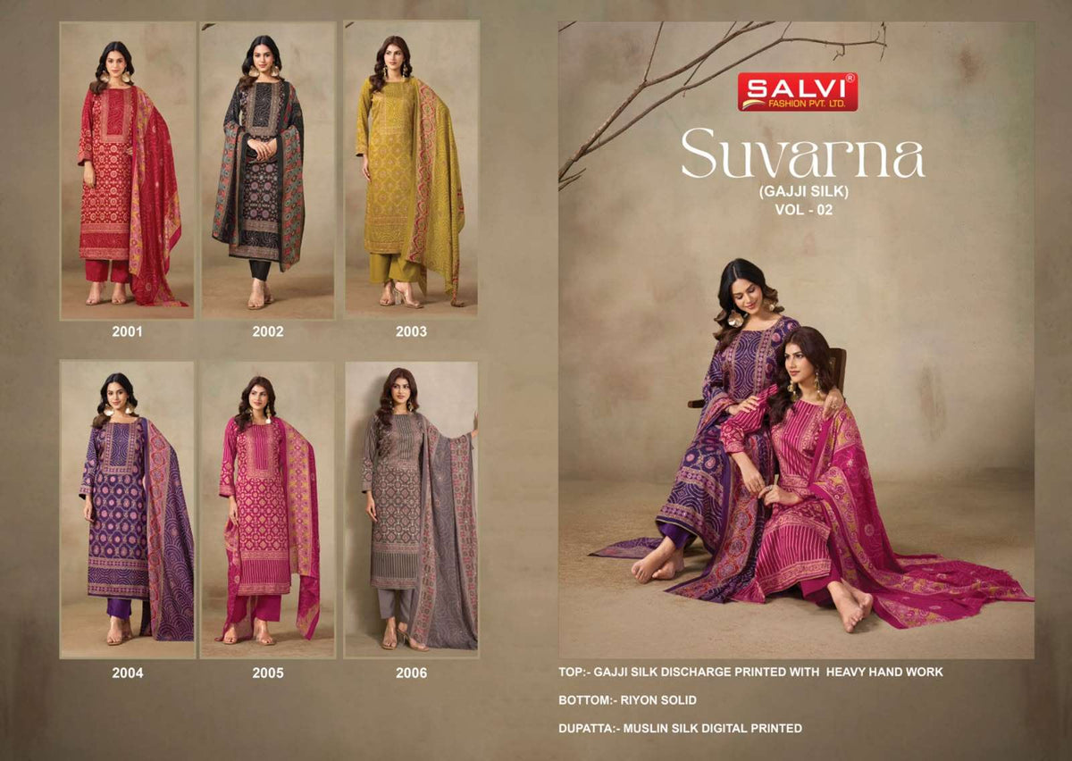 Salvi Fashion Suvarna Vol 2 Gajji Silk Handwork Suit Set