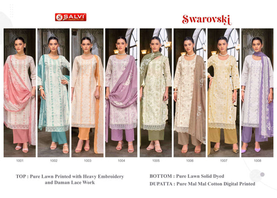 Salvi Fashion Swarovski Pure Lawn Embroidered Dress Material - Amrah Wholesale