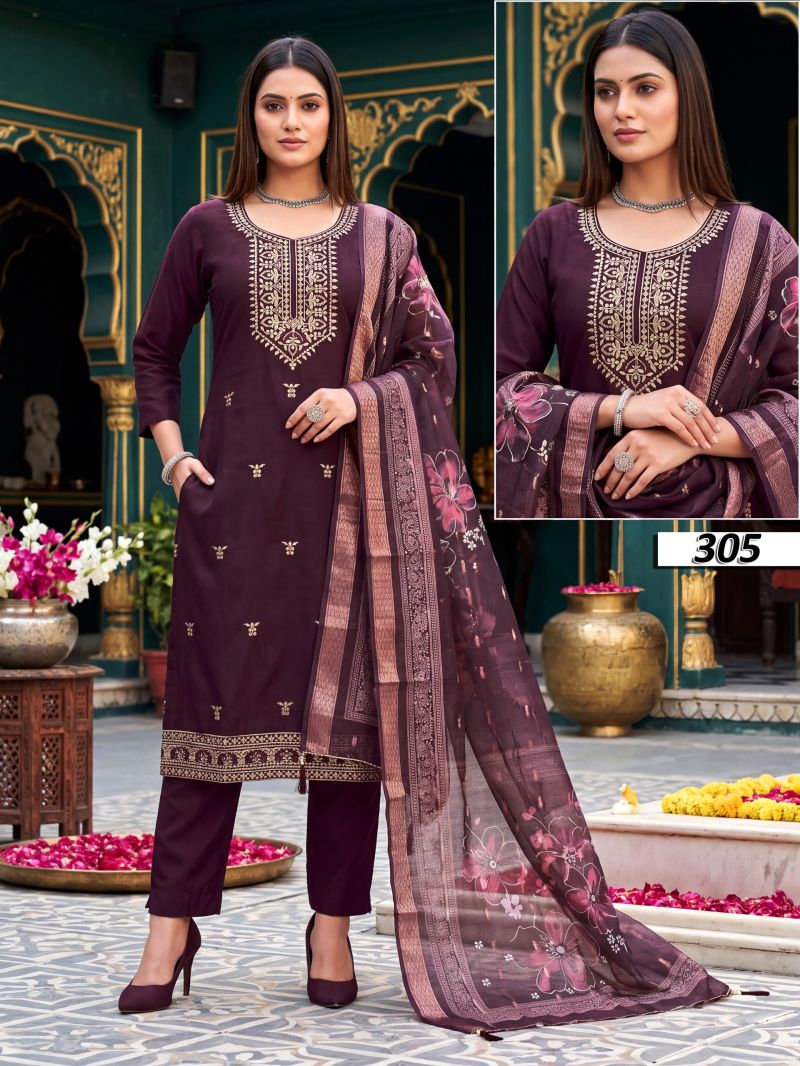 Samaira Vol 3 Vatican Plain Embroidered Kurti Set