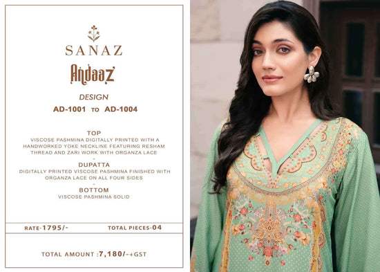 Sanaz Andaaz Viscose Pashmina Digital Printed Pakistani Suit