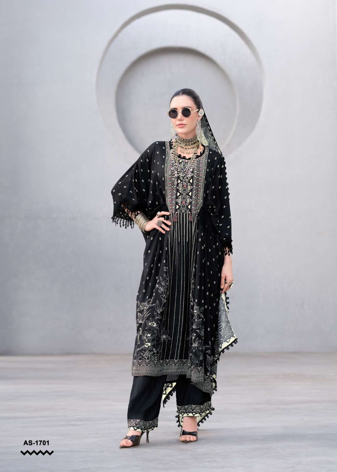 Sanaz Ash And Silk Viscose Muslin Dress Material