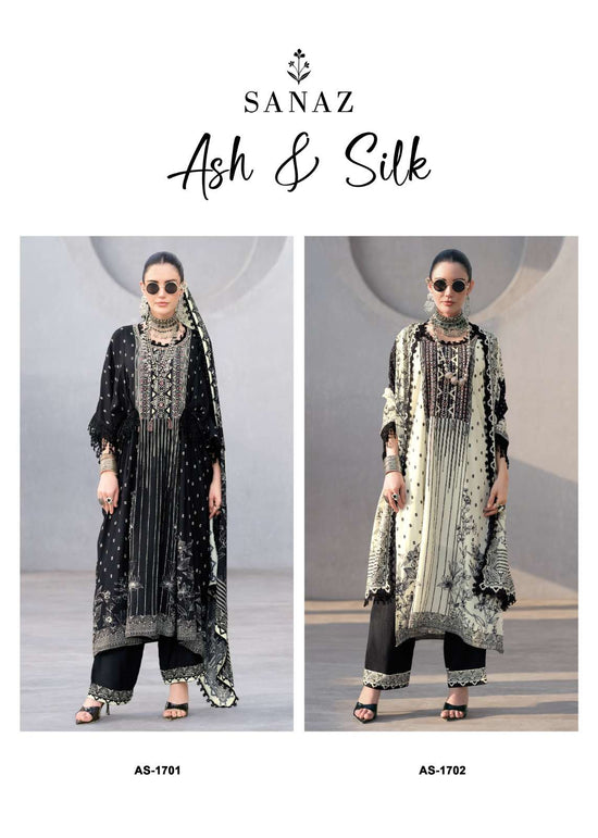 Sanaz Ash And Silk Viscose Muslin Dress Material - Amrah Wholesale