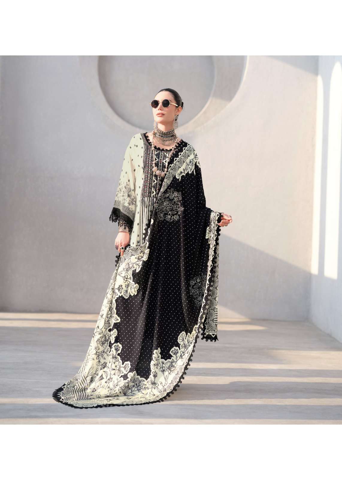 Sanaz Ash And Silk Viscose Muslin Dress Material - Amrah Wholesale