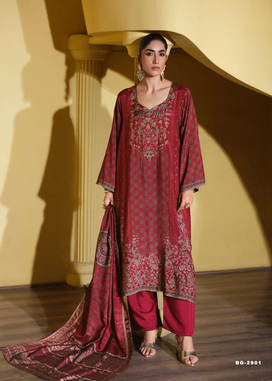 Sanaz Bagh Viscose Muslin Designer Dress Material - Amrah Wholesale