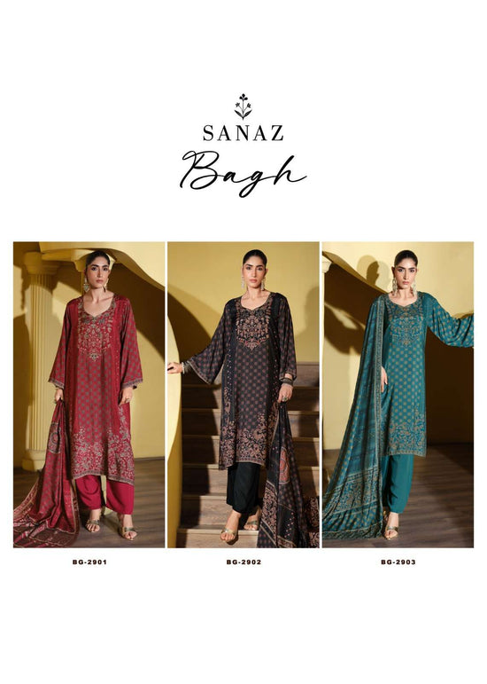 Sanaz Bagh Viscose Muslin Designer Dress Material - Amrah Wholesale