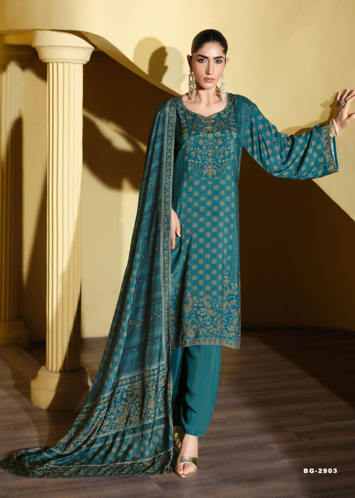 Sanaz Bagh Viscose Muslin Designer Dress Material - Amrah Wholesale
