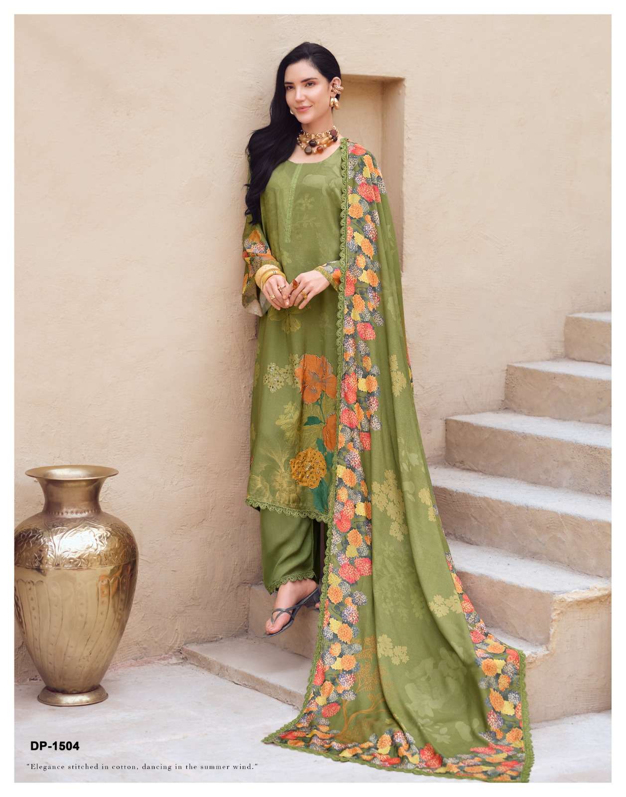 Sanaz Dark Petals Premium Viscose Muslin Dress Material - Amrah Wholesale