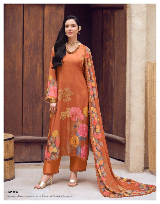 Sanaz Dark Petals Premium Viscose Muslin Dress Material - Amrah Wholesale