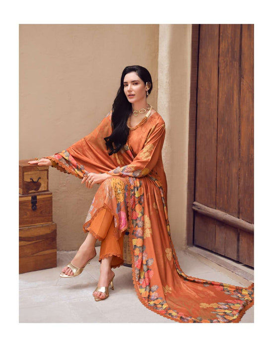 Sanaz Dark Petals Premium Viscose Muslin Dress Material - Amrah Wholesale
