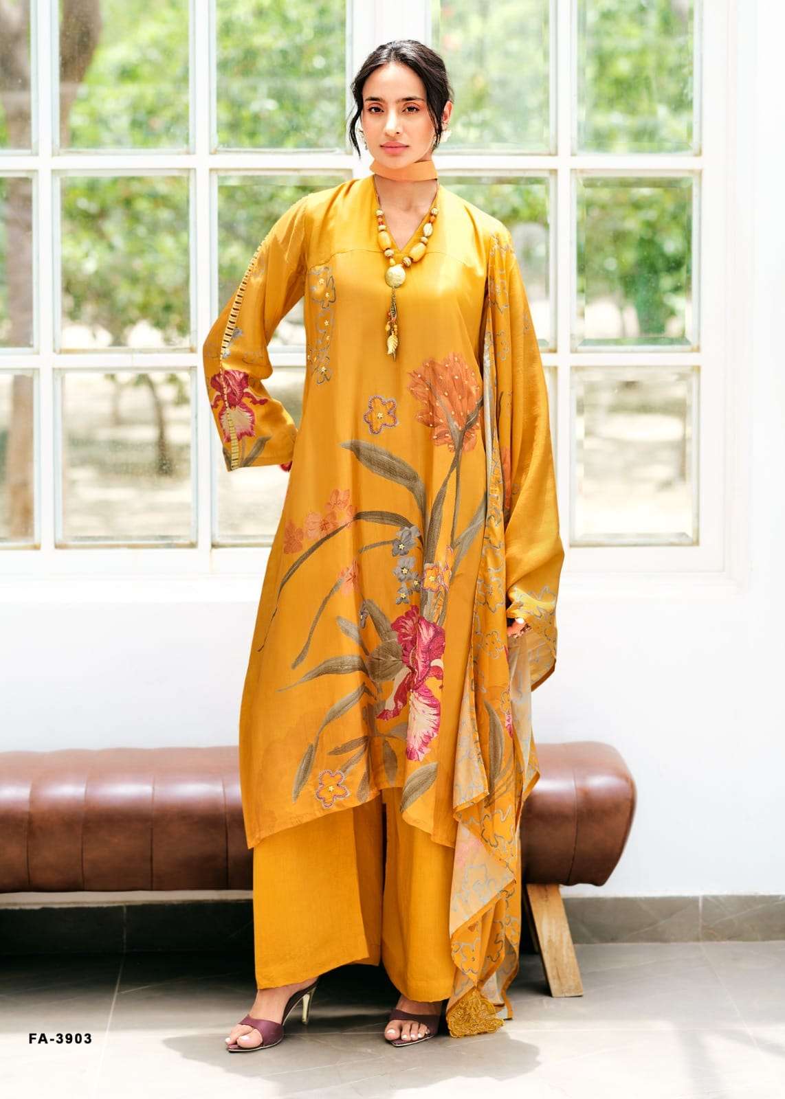 Sanaz Floral Affair Viscose Crape Dress Material