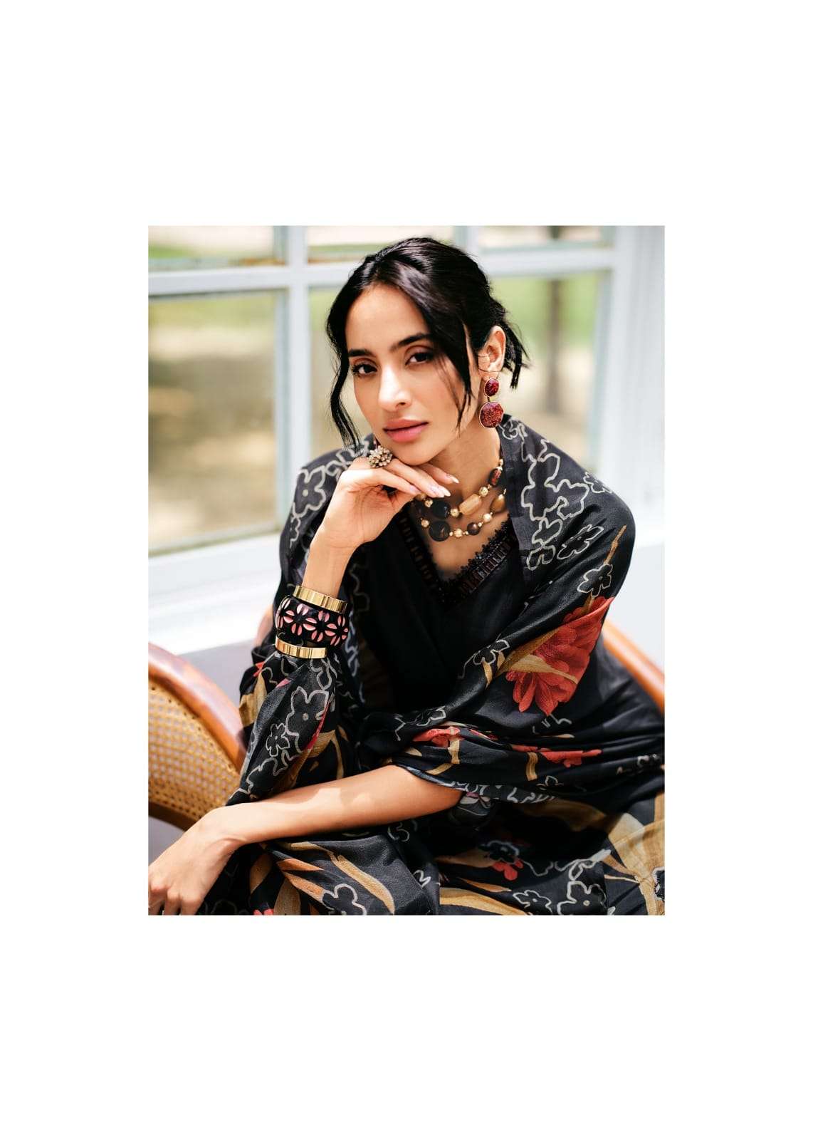 Sanaz Floral Affair Viscose Crape Dress Material