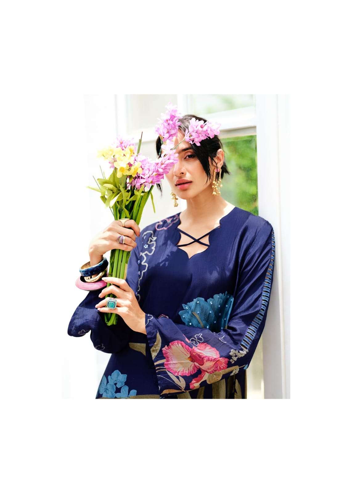 Sanaz Floral Affair Viscose Crape Dress Material