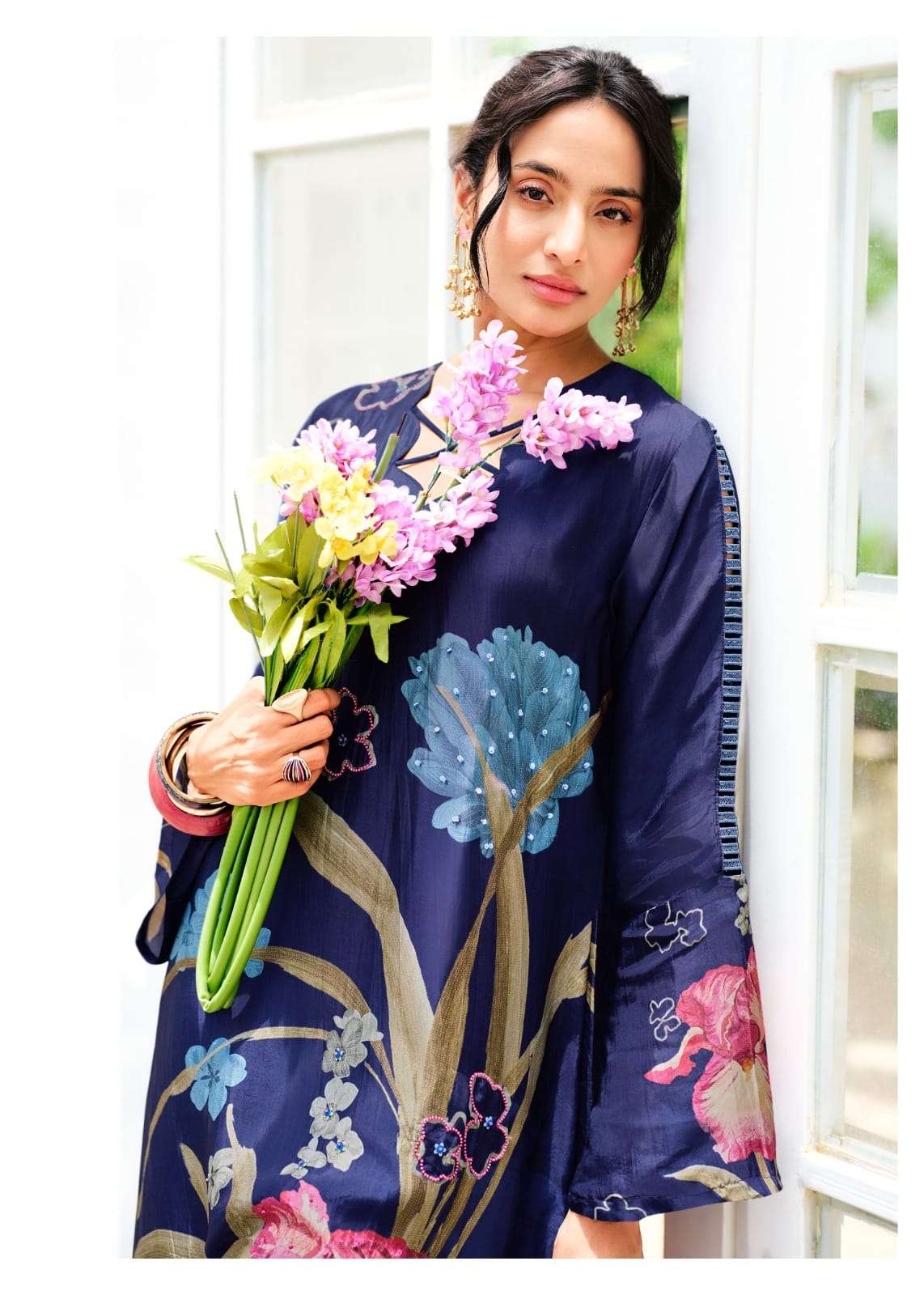 Sanaz Floral Affair Viscose Crape Dress Material