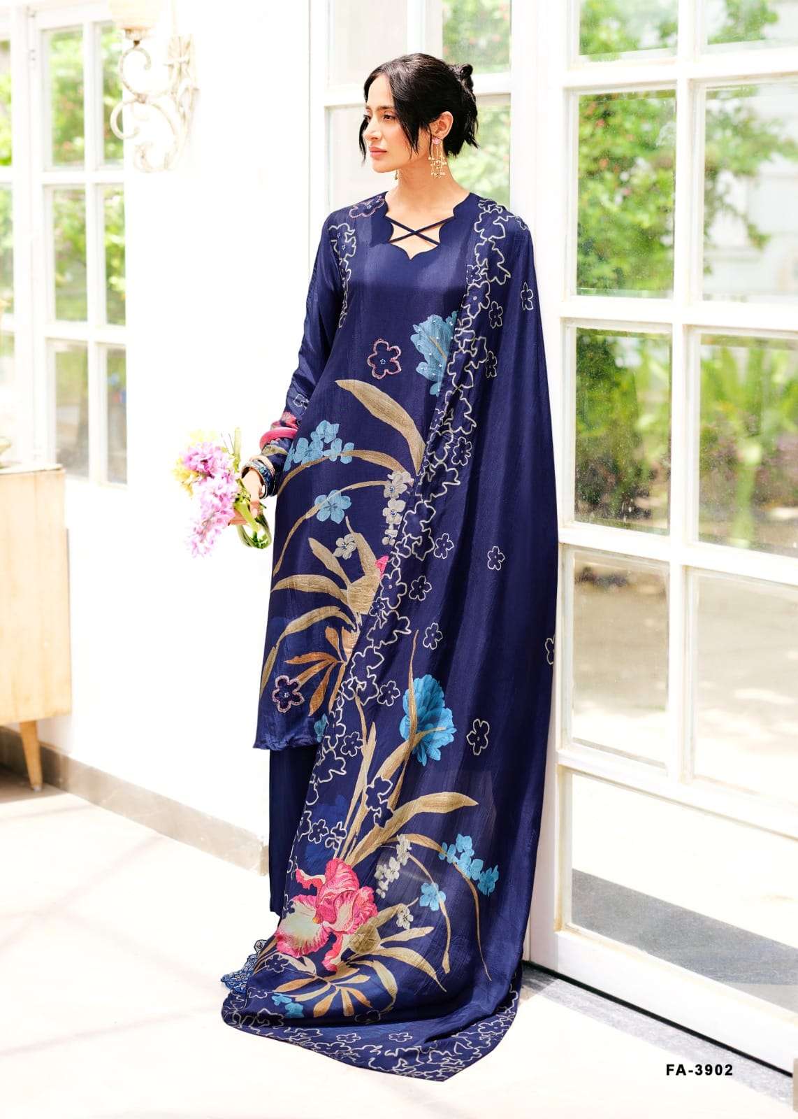 Sanaz Floral Affair Viscose Crape Dress Material