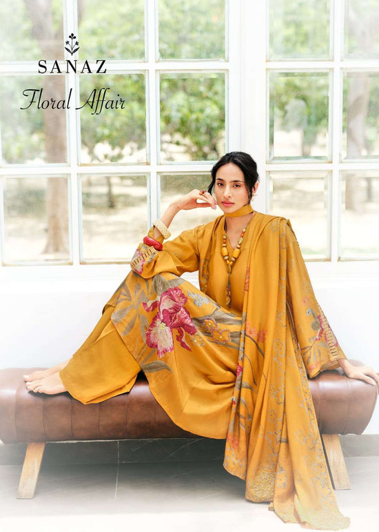 Sanaz Floral Affair Viscose Crape Dress Material