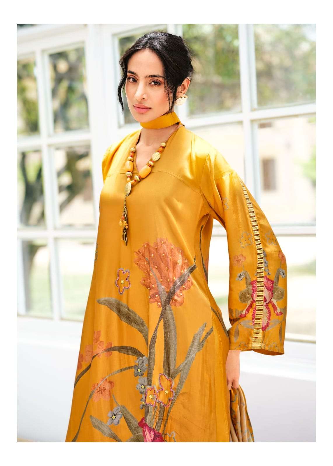 Sanaz Floral Affair Viscose Crape Dress Material
