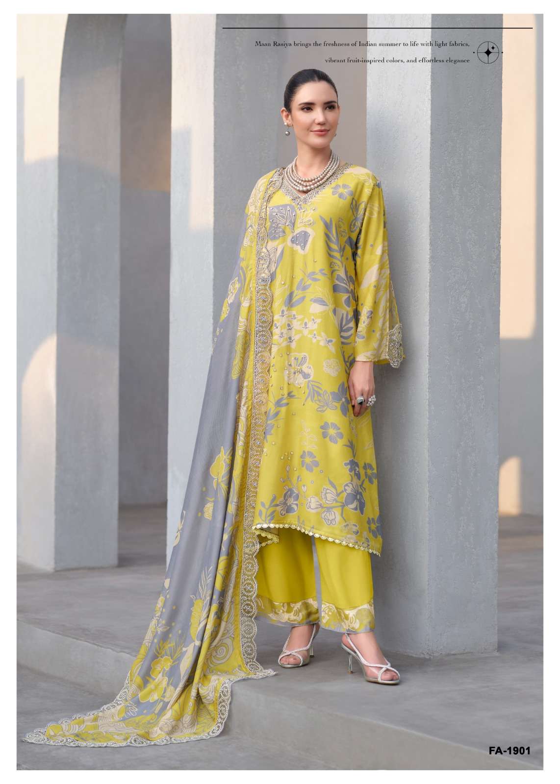 Sanaz Floral Art Viscose Muslin Pakistani Suit - Amrah Wholesale