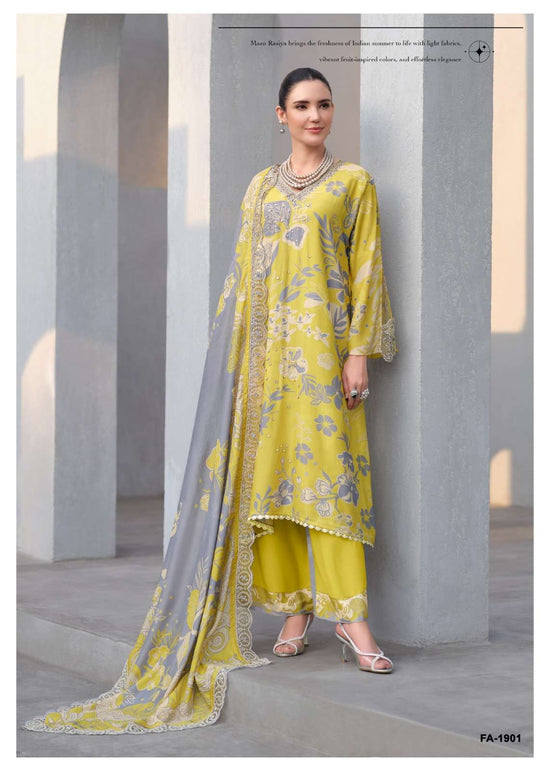 Sanaz Floral Art Viscose Muslin Pakistani Suit - Amrah Wholesale