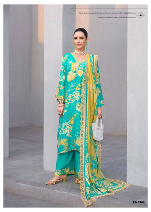 Sanaz Floral Art Viscose Muslin Pakistani Suit - Amrah Wholesale