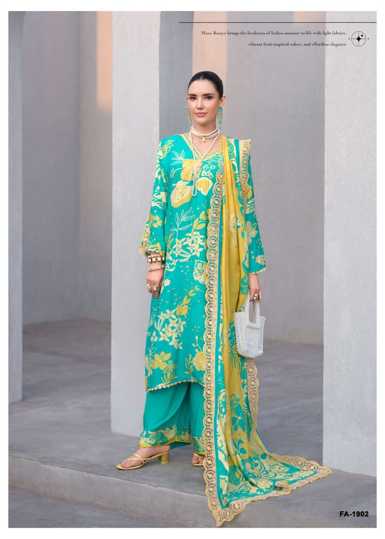 Sanaz Floral Art Viscose Muslin Pakistani Suit - Amrah Wholesale