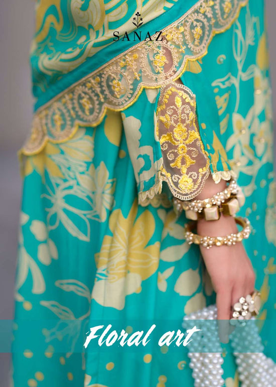 Sanaz Floral Art Viscose Muslin Pakistani Suit - Amrah Wholesale