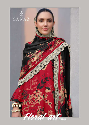Sanaz Floral Art Vol 2 Viscose Muslin Dress Material