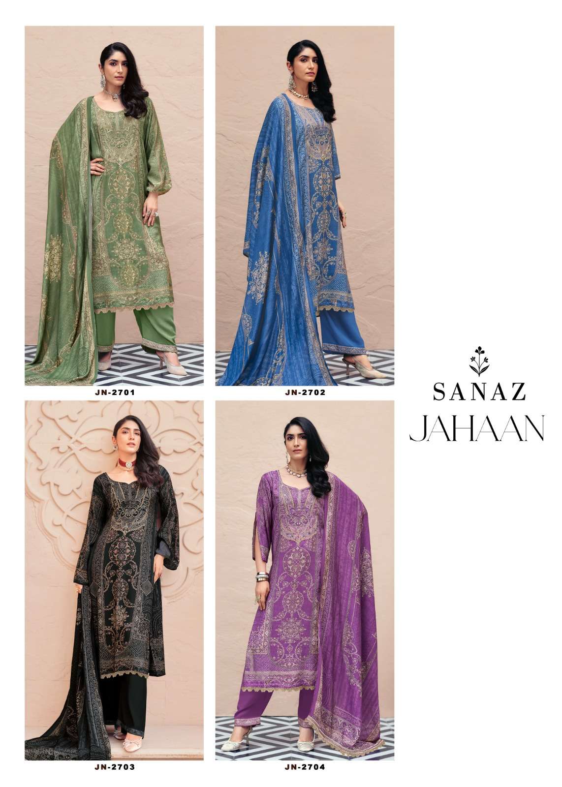 Sanaz Jahaan Viscose Muslin Designer Unstitched Dress Material