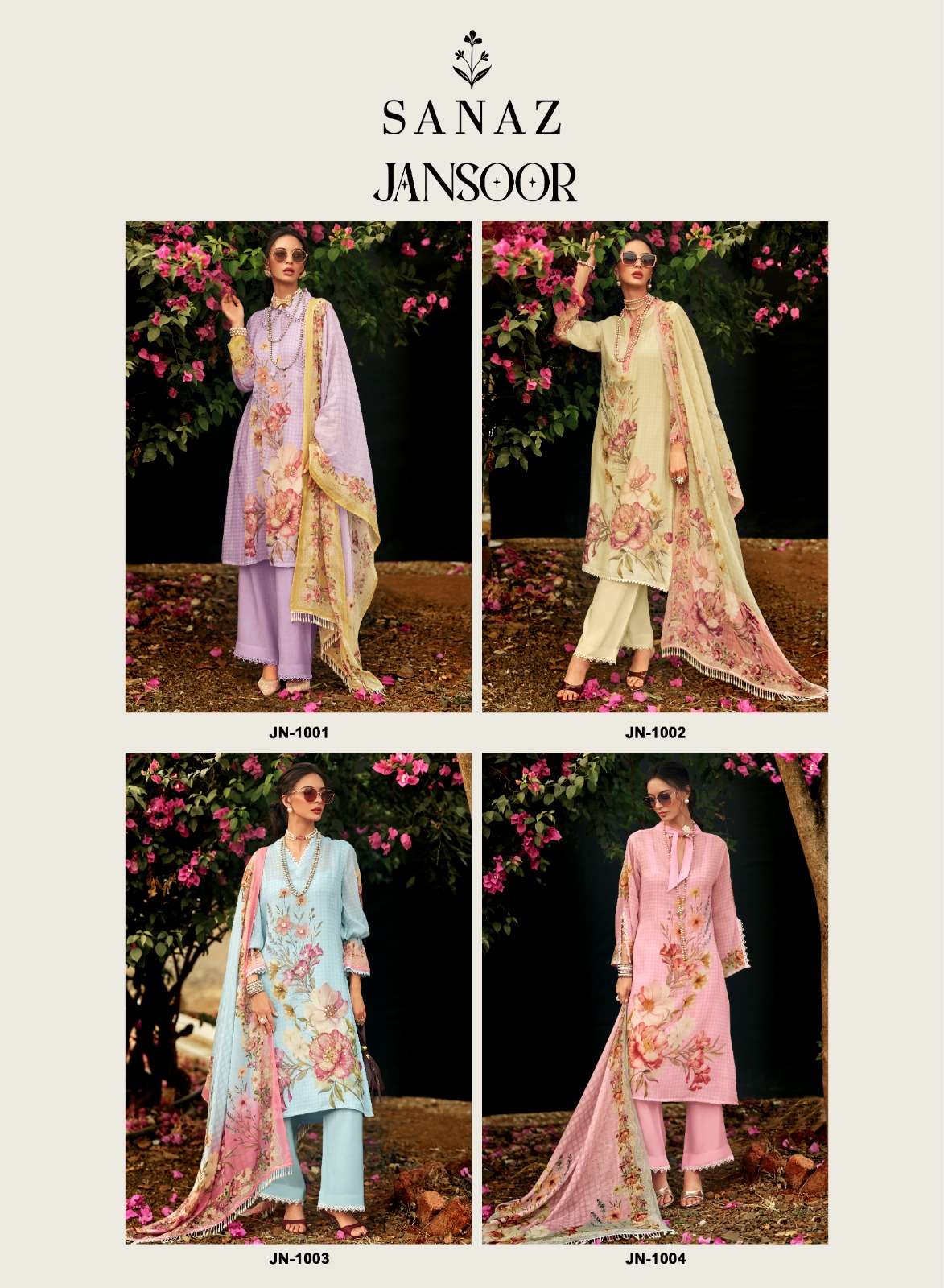 Sanaz Jansoor Viscose Mul Digital Printed Dress Material - Amrah Wholesale