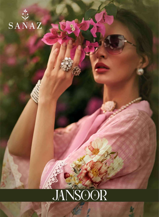 Sanaz Jansoor Viscose Mul Digital Printed Dress Material - Amrah Wholesale