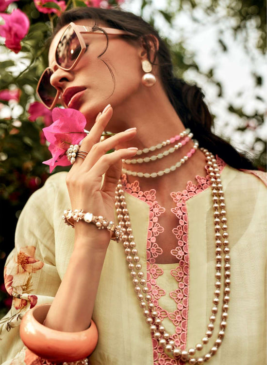 Sanaz Jansoor Viscose Mul Digital Printed Dress Material - Amrah Wholesale
