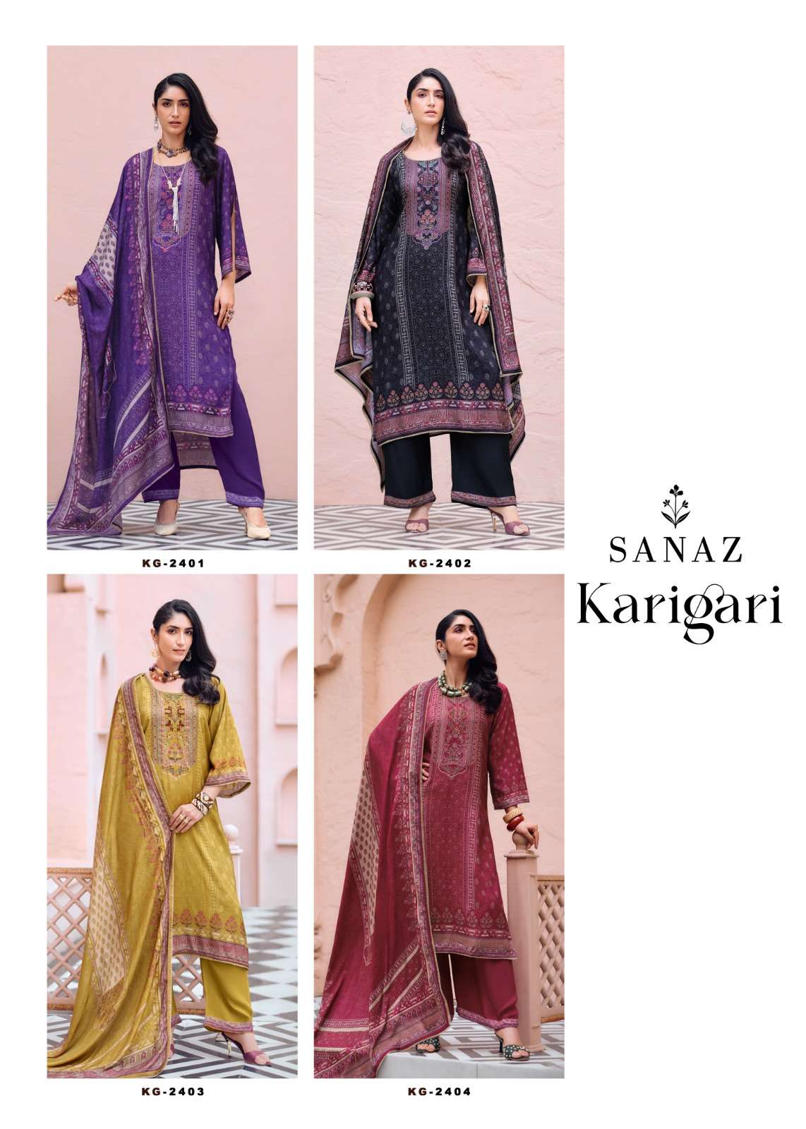 Sanaz Karigari Viscose Muslin Designer Dress Material - Amrah Wholesale