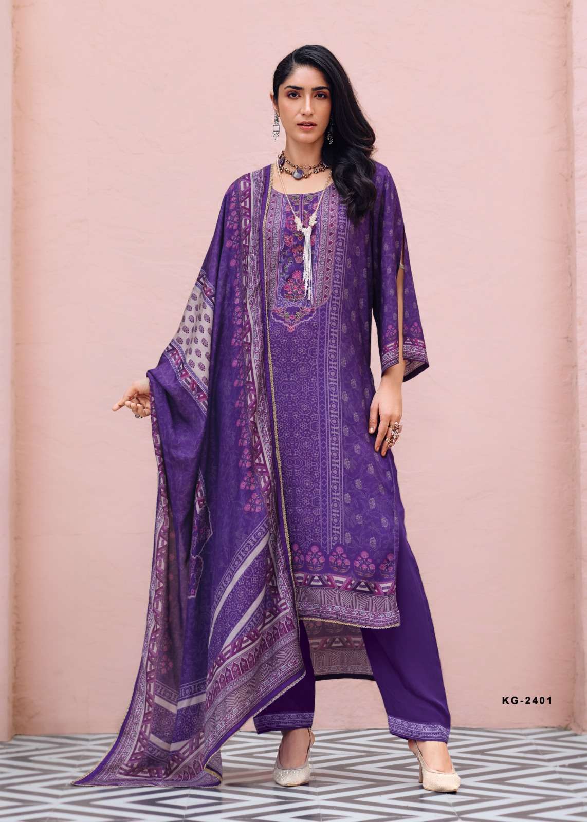 Sanaz Karigari Viscose Muslin Designer Dress Material - Amrah Wholesale