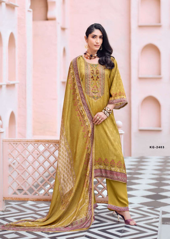 Sanaz Karigari Viscose Muslin Designer Dress Material - Amrah Wholesale