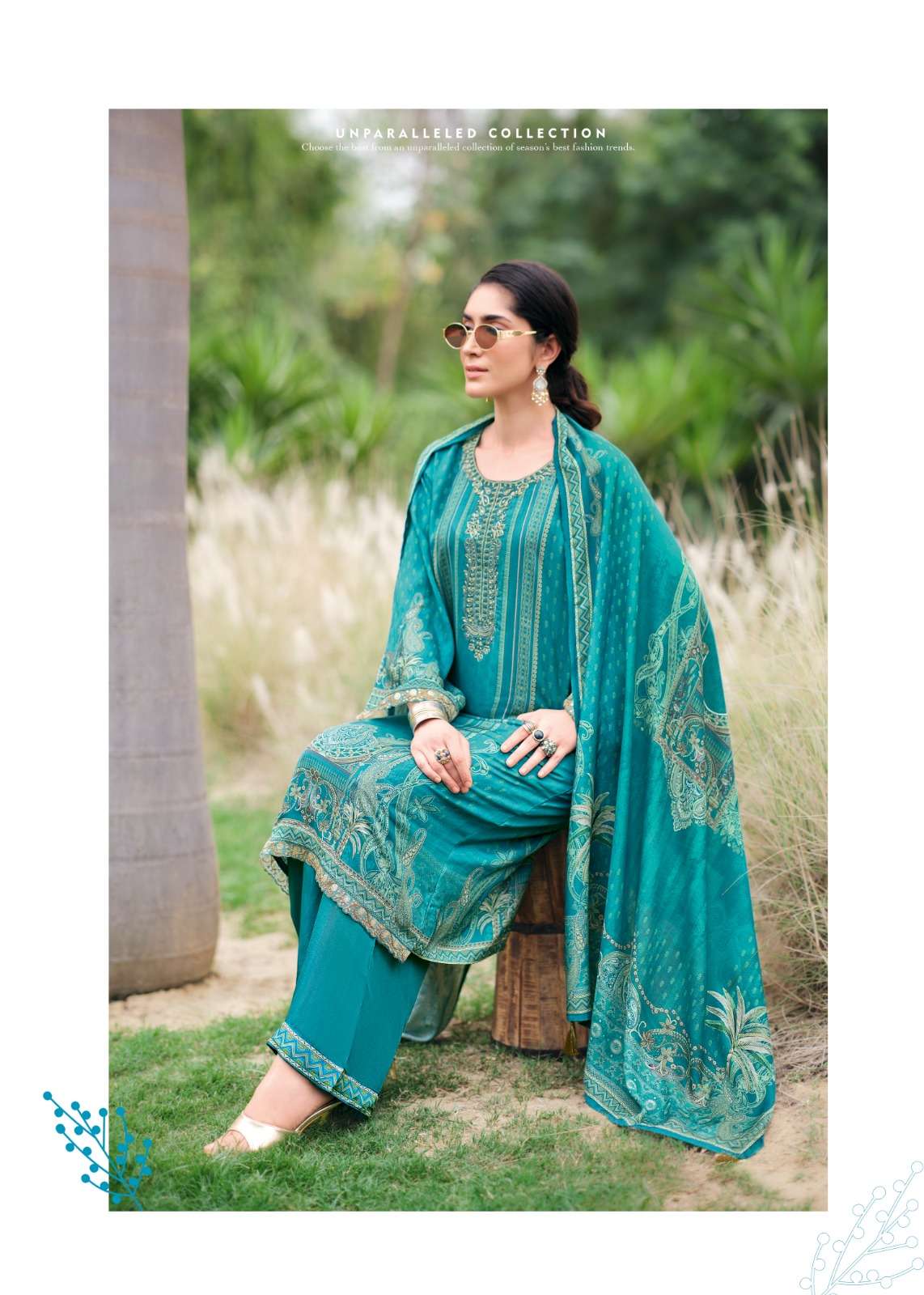 Sanaz Mahira Viscose Muslin Embroidered Dress Material