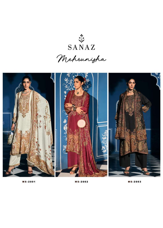 Sanaz Mehrunisha Viscose Muslin Dress Material - Amrah Wholesale