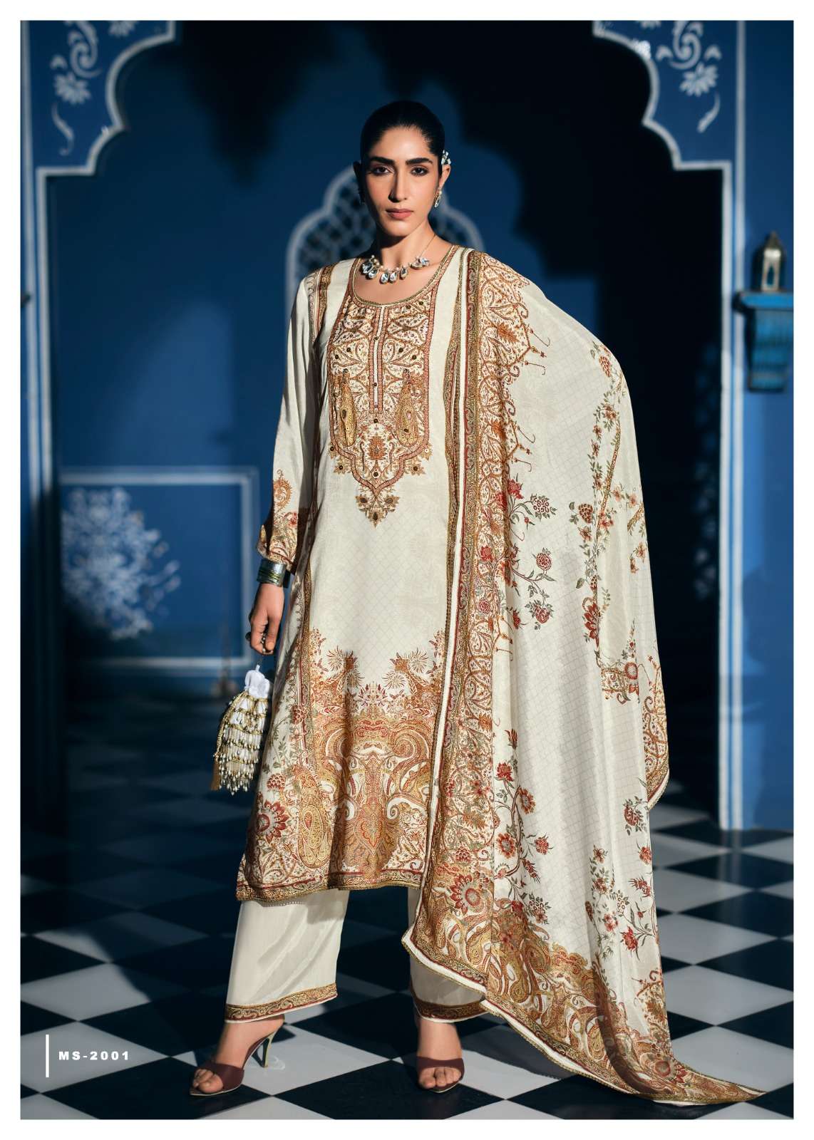 Sanaz Mehrunisha Viscose Muslin Dress Material - Amrah Wholesale