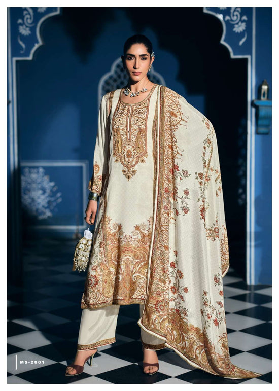 Sanaz Mehrunisha Viscose Muslin Dress Material - Amrah Wholesale