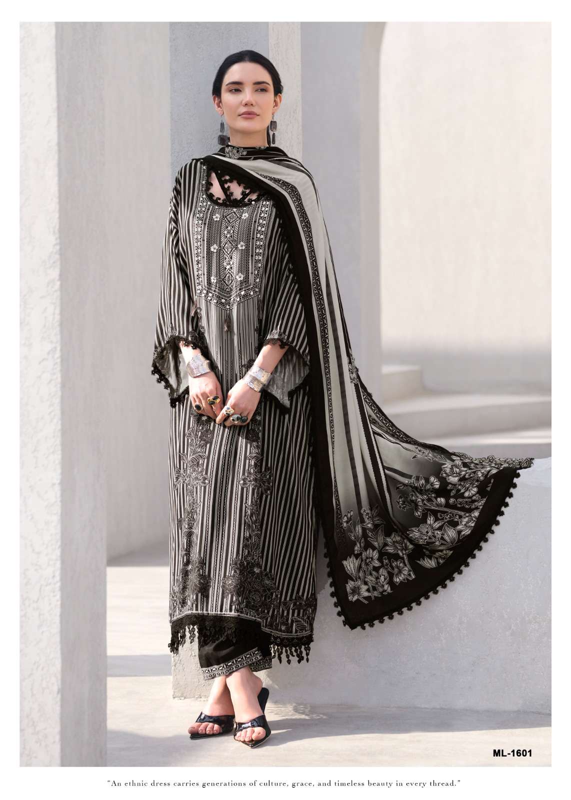 Sanaz Mono Line Viscose Muslin Dress Material - Amrah Wholesale