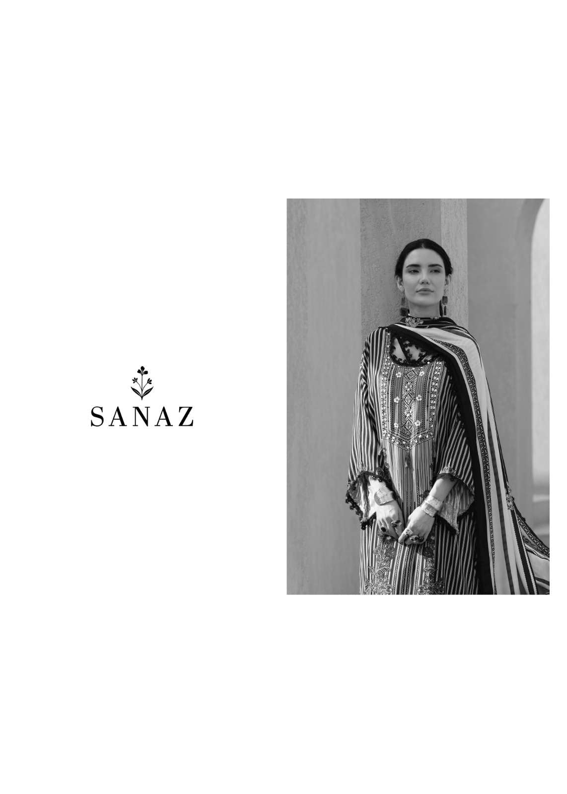 Sanaz Mono Line Viscose Muslin Dress Material - Amrah Wholesale