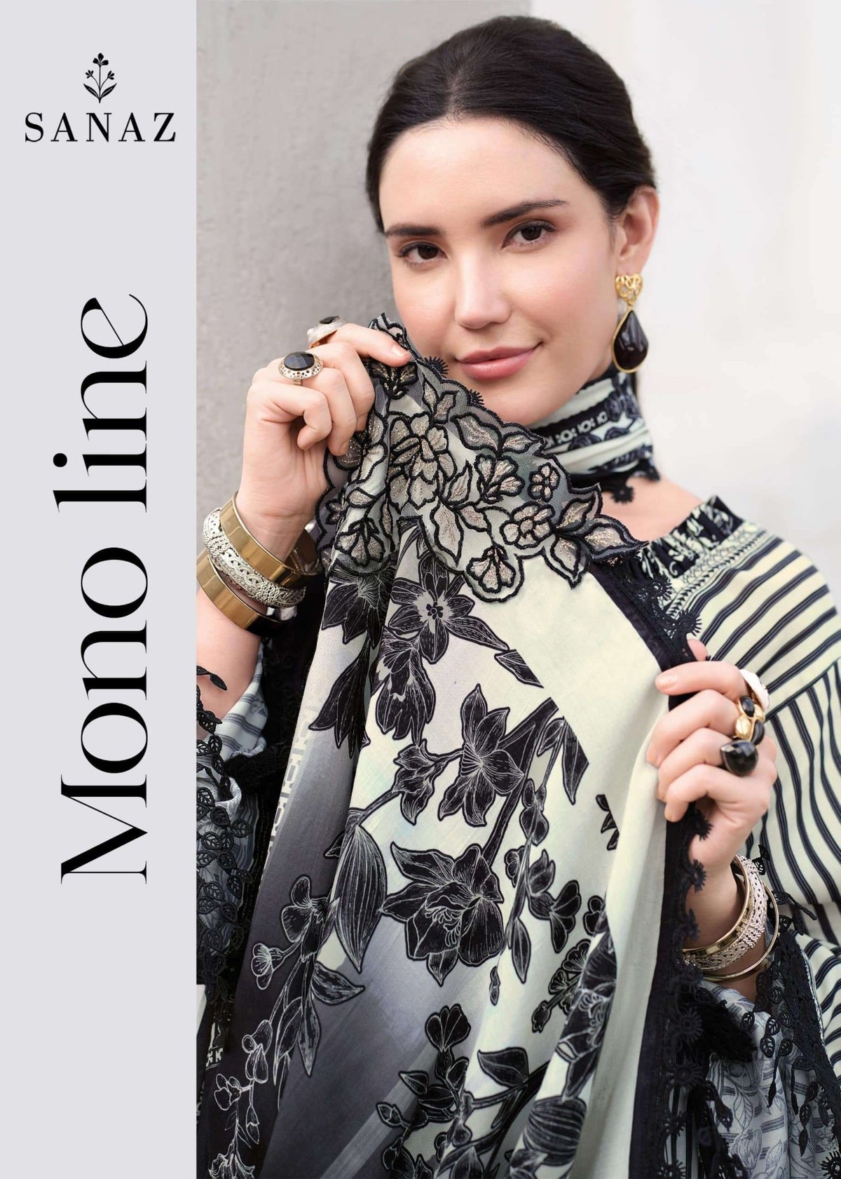 Sanaz Mono Line Viscose Muslin Dress Material - Amrah Wholesale