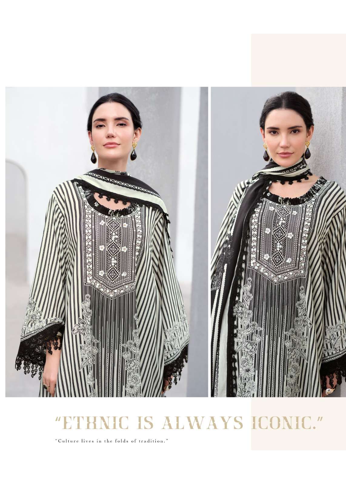 Sanaz Mono Line Viscose Muslin Dress Material - Amrah Wholesale