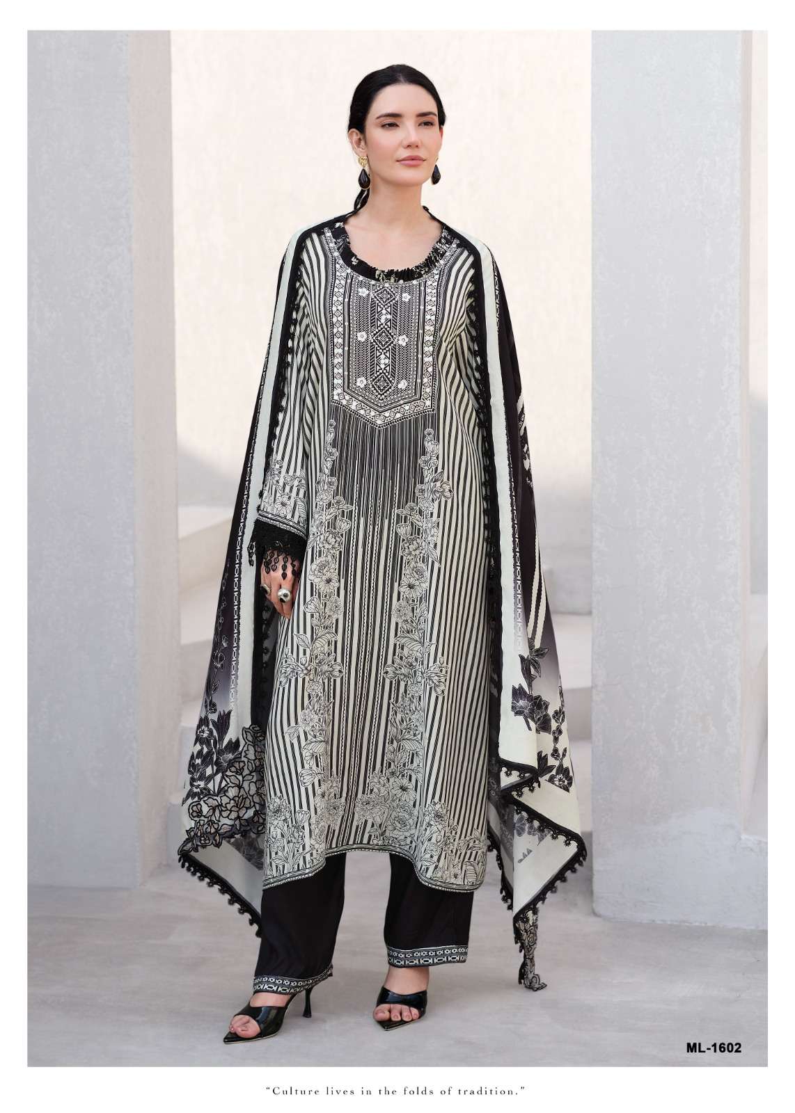 Sanaz Mono Line Viscose Muslin Dress Material - Amrah Wholesale
