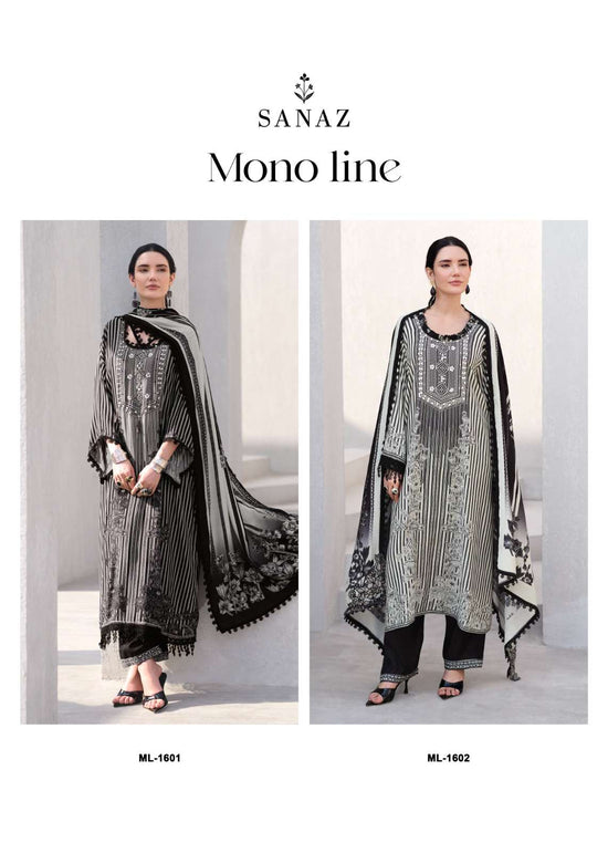 Sanaz Mono Line Viscose Muslin Dress Material
