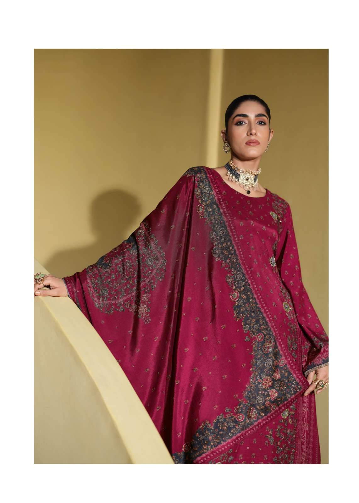 Sanaz Naqsh Viscose Muslin Designer Dress Material - Amrah Wholesale